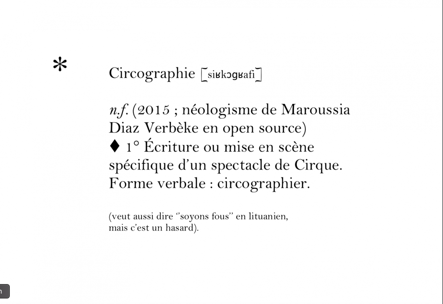 Circographie* - Le Troisième Cirque
